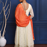 Off-White Zari Buttis Tissue Georgette Anarkali Set