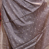 Pigeon Grey Floral Silk Blend Saree