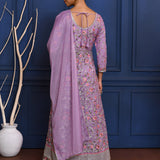 Classic Light Purple Floral Tissue Anarkali Set