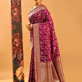 Royal Purple Floral Jaal Banarasi Saree