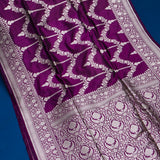 Purple Banarasi Silk Saree With Diamond Trellis Zari Weave