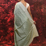 Pale Mint Green Floral Silk Blend Saree