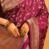 Royal Purple Floral Jaal Banarasi Saree