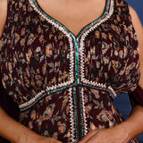 Dark Purple Floral Georgette Peplum Set