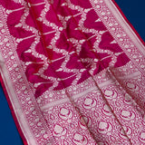 Rani Pink Banarasi Silk Saree With Diamond Trellis Zari Weave