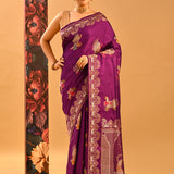 Imperial Purple Figurative Motif Banarasi Silk Saree