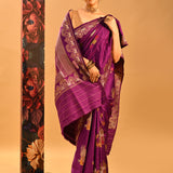Imperial Purple Figurative Motif Banarasi Silk Saree