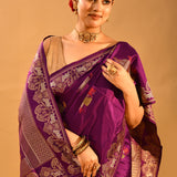 Imperial Purple Figurative Motif Banarasi Silk Saree