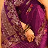 Imperial Purple Figurative Motif Banarasi Silk Saree