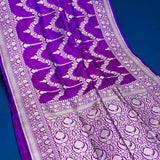 Violet Banarasi Silk Saree With Diamond Trellis Zari Weave