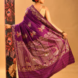 Imperial Purple Figurative Motif Banarasi Silk Saree