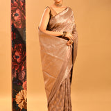 Champagne Beige Floral Tissue Banarasi Saree