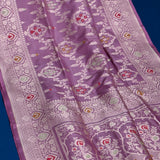 Mauve Pink Banarasi Silk Saree With Gold Zari Paisley Medallion Border