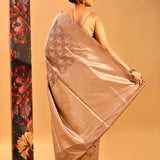 Champagne Beige Floral Tissue Banarasi Saree