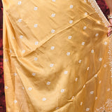 Beige Yellow Floral Silk Blend Saree