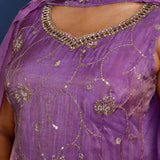 Fuchsia Purple Floral Tissue Sharara Set