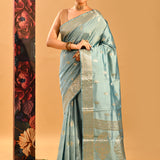Mint Blue Zari Butti Banarasi Saree