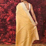 Soft Yellow Floral Silk Blend Saree