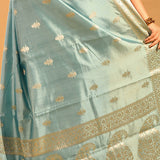 Mint Blue Zari Butti Banarasi Saree
