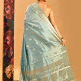 Mint Blue Zari Butti Banarasi Saree