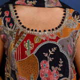 Black Embroidered Satin Sharara Set