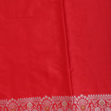 Red Banarasi Silk Saree With Gold Zari Floral Weave