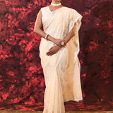 Off-White Floral Tissue Organza Saree