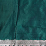 Bottle Green Banarasi Silk Saree With Silver Zari Lotus Weave