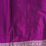Purple Banarasi Silk Saree With Striped Floral Weave & Medallion Pallu