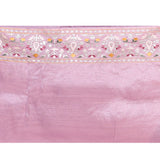 Soft Purple Floral Embroidered Silk Blend Saree