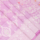 Mauve Pink Banarasi Silk Saree With Gold Zari Paisley Medallion Border