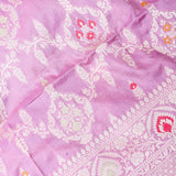 Mauve Pink Banarasi Silk Saree With Gold Zari Paisley Medallion Border
