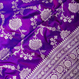 Purple Banarasi Silk Saree With Gold Zari Floral Weave