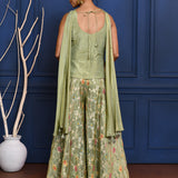 Pastel Green Floral Tissue Indo-Western Set