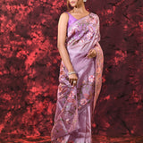 Soft Purple Tissue Silk Embroidered Saree