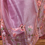Soft Purple Tissue Silk Embroidered Saree