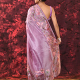 Soft Purple Tissue Silk Embroidered Saree