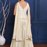 White Floral Tissue Indo-Western Set