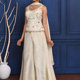 White Floral Tissue Indo-Western Set