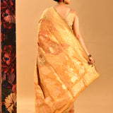 Golden Yellow Animal Floral Jaal Banarasi Silk Saree