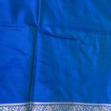 Royal Blue Banarasi Silk Saree With Silver Zari Floral Jaal And Diamond Lattice Pallu
