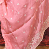 Soft Baby Pink Floral Silk Blend Saree