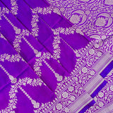 Violet Banarasi Silk Saree With Diamond Trellis Zari Weave