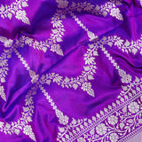 Violet Banarasi Silk Saree With Diamond Trellis Zari Weave