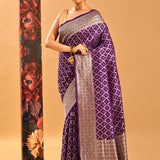 Regal Purple With Floral Jaal Banarasi Silk Saree
