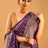 Regal Purple With Floral Jaal Banarasi Silk Saree