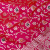 Pink-Red Banarasi Silk Saree With Gold Zari Floral Vine And Paisley Pallu