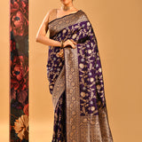 Royal Purple Floral Jaal Banarasi Saree