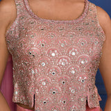 Baby Pink Tissue Embroidered Indo-Western Set