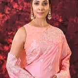 Baby Pink Floral Silk Blend Saree
